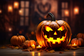 Ghost pumpkin Halloween background.