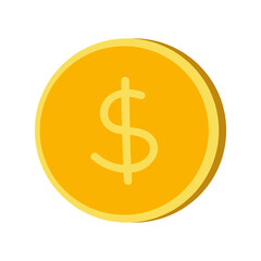Money flat illustration. Dollars and gold coins stack. Wealth and banking icon. Isolated on white background.