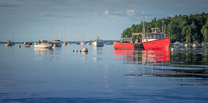 Lobster boat moored in Maine