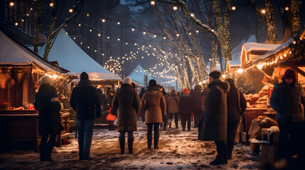 Winter Festival in the Heart of the City: Celebrating Christmas Amidst Snow and Lights Generative AI
