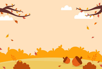 Illustration of natural autumn landscape background