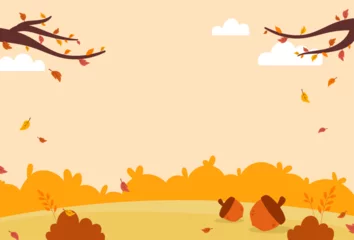 Fotobehang Illustration of natural autumn landscape background © iftitart