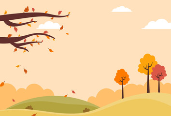 Illustration of natural autumn landscape background