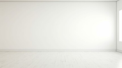 Wide Blank White Empty Room, Large Space with Nothing and Nobody for Product Mockup