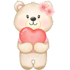 Little brown bear, drawn with watercolor, used as an illustration.