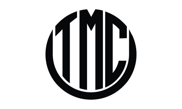 TMC shield in circle logo design vector template. lettermrk, wordmark, monogram symbol on white background.