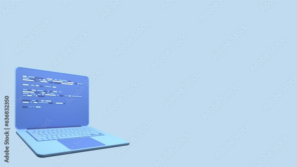 Fototapete 3d laptop and program code development. Web coding concept. Laptop with programming code. Laptop screen. Coding screen