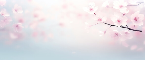 Soft background texture featuring cherry blossom flowers against a gentle pink and blue backdrop