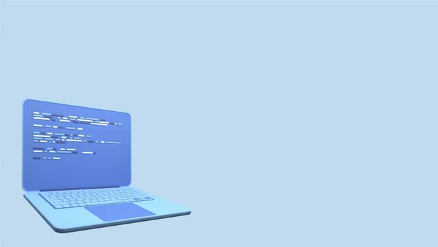 3d laptop and program code development. Web coding concept. Laptop with programming code. Laptop screen. Coding screen