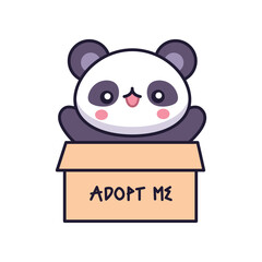 Cute Kawaii Panda In Adopt Box