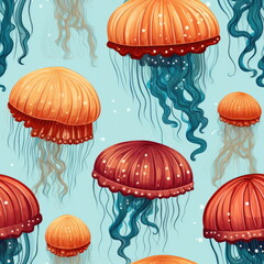 Fototapeta premium Seamless Pattern of Jellyfish