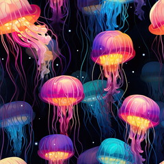 Seamless Pattern of Jellyfish