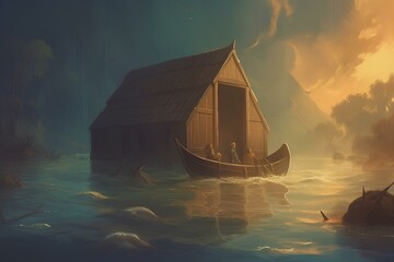 boat in the sea made by midjeorney