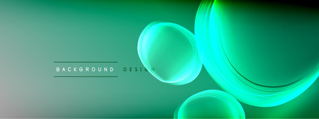 Vector abstract background - liquid transparent bubble shapes on fluid gradient with shadows and light effects