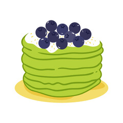 Matcha desserts illustration. Lovely matcha green powder tea-based recipe desserts flat design illustration with cakes, cookies, biscuits, and other sweets.