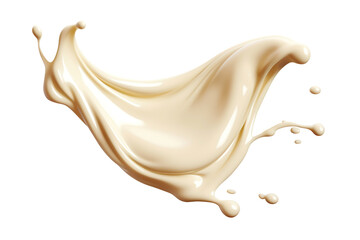 White chocolate wave splash. Cutout on Transparent