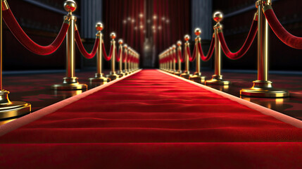 Empty red carpet for celebrities with paparazzi. Award. Generative Ai