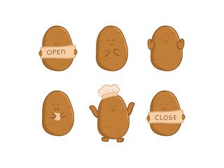 Set cute potato cartoon illustration