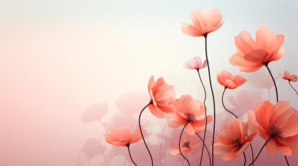 Realistic beautiful spring design with flowers and gradient minimalist color for background