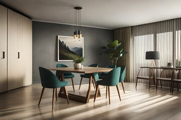  A room with a table chairs and pictures on wall armchair in green living room with copy space living room with fireplace living room interior living room interior interior of a hotel interior of a r