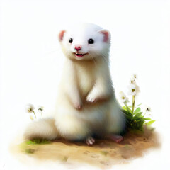 Obraz premium Digital illustration of a young Ferret