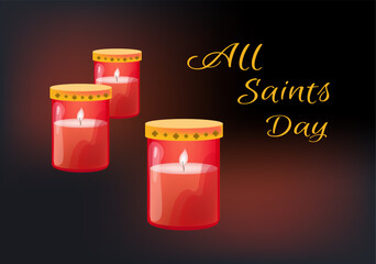 All Saints Day greetings banner, all saints day greeting  vector flat cartoon background