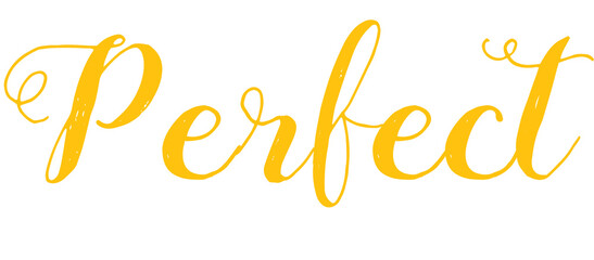 Digital png of perfect text in yellow curly script on transparent background