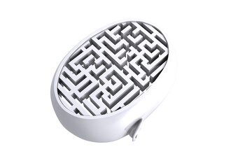 Digital png illustration of 3d white maze in open head on transparent background