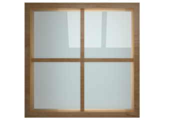 Digital png illustration of window with wooden frame on transparent background