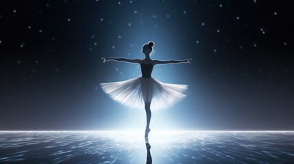 Fototapeta na wymiar Silhouette of ballet dancer in action