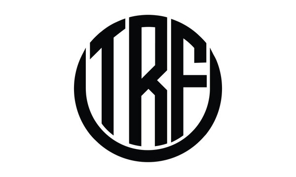 TRF shield in circle logo design vector template. lettermrk, wordmark, monogram symbol on white background.