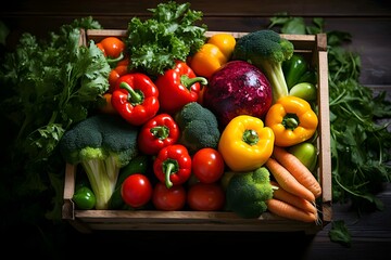 Composition with fresh organic vegetables on black background