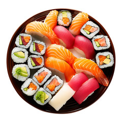 Plate of Sushi isolated on transparent background Remove png, Clipping Path