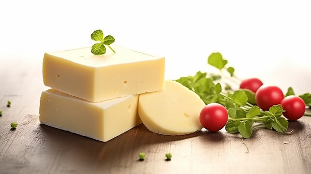 Kashkaval cheese: a golden wedge with a firm texture. Its nutty, savory taste carries a touch of saltiness, making it a delightful companion to many dishes.