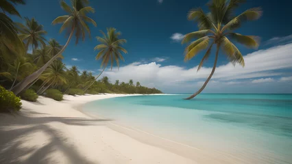 Foto op Plexiglas beach handfläche meer tropisch insel ozean baum © MG