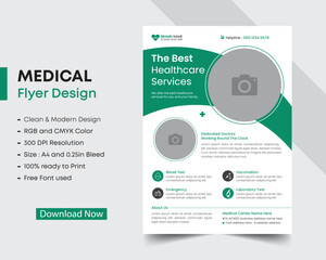Corporate healthcare and medical flyer design template, medical cover a4 flyer design layout for print