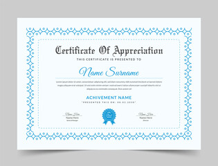 Green Certificate of appreciation, award diploma design template, Certificate vector template