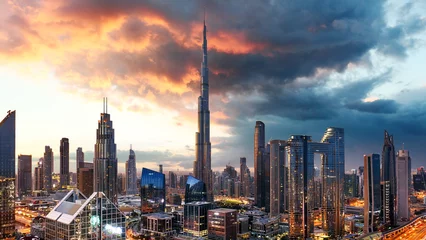Bilder mit Rahmen Burj Khalifa Dubai Skyline Luftbild bei Sonnenuntergang  © TTstudio