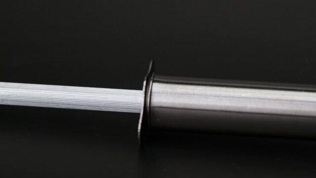 Kitchen knife. Large sharp knife with stainless steel handle isolated on white background.
