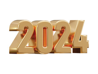 New year 2024 golden 3d rendering text effect
