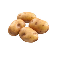 four potatoes isolated on transparent background