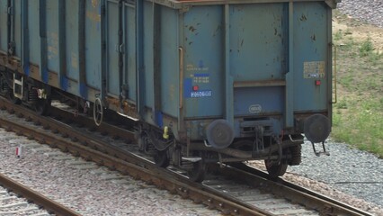 Fototapeta na wymiar Freight Train Empty Cars On Railway