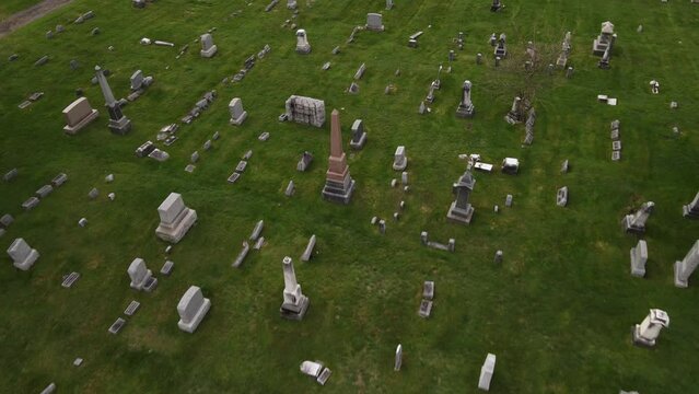 Aerial view of a cemetary