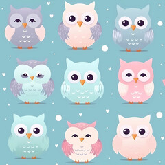 cute owl watercolor background 