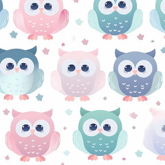 Fototapeta premium cute owl watercolor background 