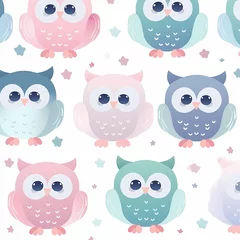 Fotobehang cute owl watercolor background  © donna