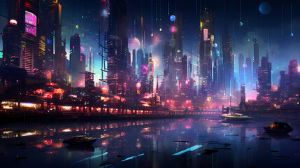 Fototapeta premium As night engulfs the digital realm