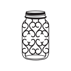 Glass Mason Jar Collect moments not things Ball jar Canning Empty jar with blank label, Hand drawn Glass mason jar outline line art clip art template,Simple flat vector illustration design