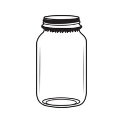 Glass Mason Jar Collect moments not things Ball jar Canning Empty jar with blank label, Hand drawn Glass mason jar outline line art clip art template,Simple flat vector illustration design