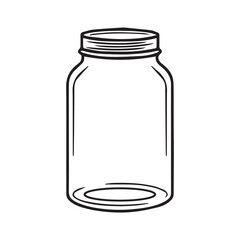 Glass Mason Jar Collect moments not things Ball jar Canning Empty jar with blank label, Hand drawn Glass mason jar outline line art clip art template,Simple flat vector illustration design